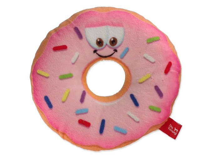 Hračka Dog Fantasy donut s obličejem růžový 12cm