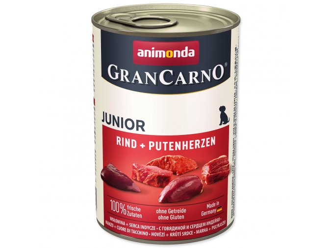 Konzerva Animonda Gran Carno Junior hovězí a krůtí srdce 400g