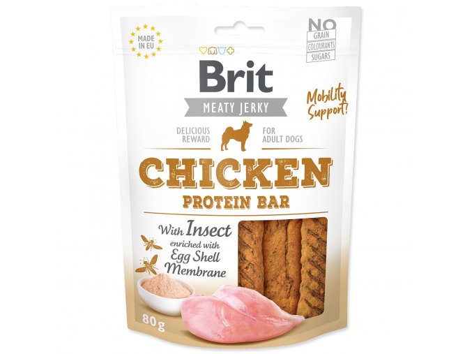 Pochoutka Brit Jerky Protein Bar kuře s hmyzím proteinem 80g