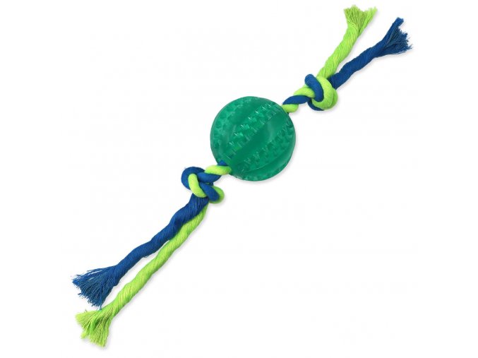 Hračka Dog Fantasy DENTAL MINT míček s provazem zelený 7x28cm