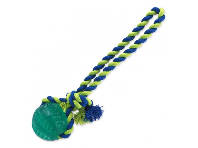 Hračka Dog Fantasy DENTAL MINT míček házecí s provazem zelený 7x30cm
