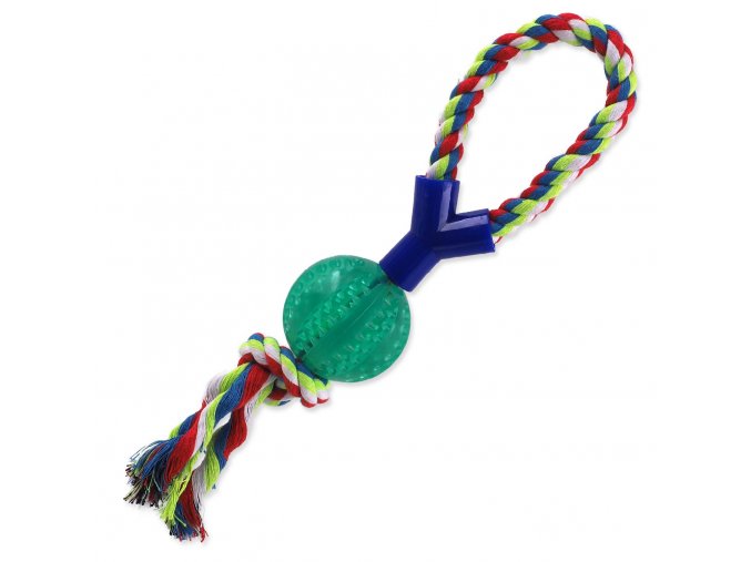 Hračka Dog Fantasy DENTAL MINT míček házecí s provazem Y zelený 7x40cm