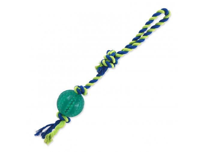 Hračka Dog Fantasy DENTAL MINT máček házecí s provazem smyčka zelený 7x50cm
