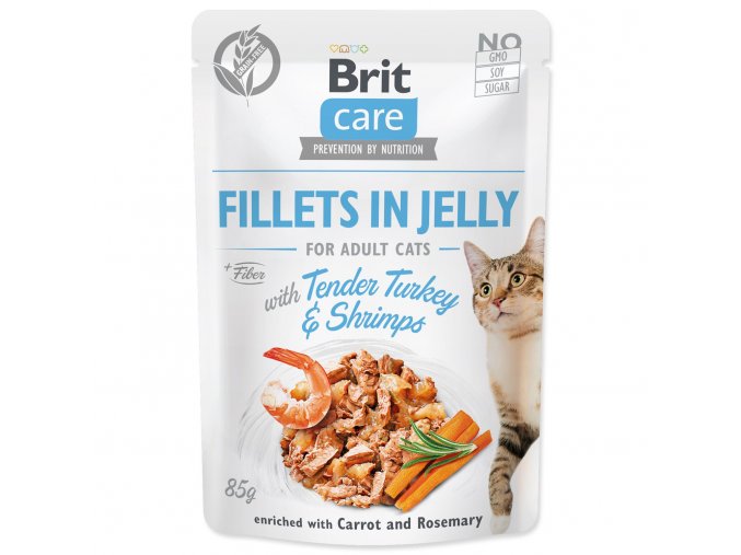 Kapsička Brit Care Cat krůta a krevety, filety v želé 85g
