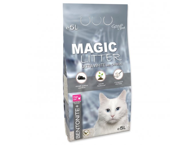 Kočkolit Magic Litter Bentonite Ultra White with Carbon 5L/4,4kg