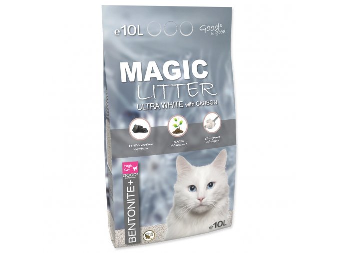 Kočkolit Magic Litter Bentonite Ultra White with Carbon 10L/9kg