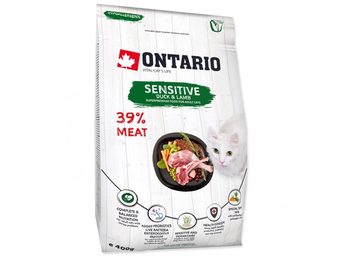 Krmivo Ontario Cat Sensitive/Derma 0,4kg
