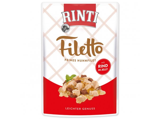 Kapsička Rinti Filetto Adult kuře a hovězí v želé 100g