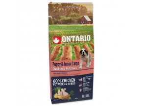 Krmivo Ontario Puppy & Junior Large Chicken & Potatoes 12kg