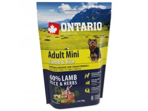 Krmivo Ontario Adult Mini Lamb & Rice 0,75kg