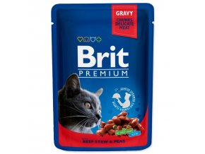 Kapsička Brit Premium Cat hovězí s hráškem 100g