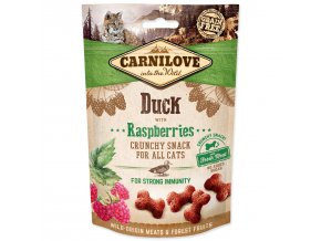 Pochoutka Carnilove Cat Crunchy Snack kachna s malinovými listy 50g