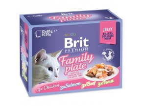 Kapsička Brit Premium Cat Delicate Family Plate, filety v želé Multi 1020g (12x85g)