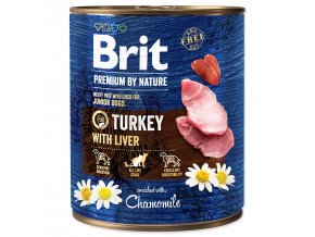 Konzerva Brit Premium by Nature krůta s játry 800g