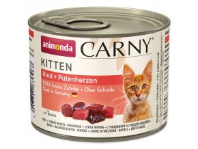 Konzerva Animonda Carny Kitten hovězí a krůtí srdce 200g