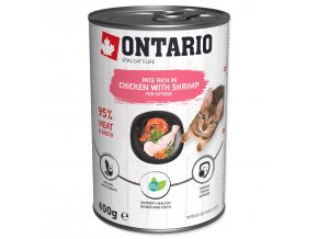 Konzerva Ontario Kitten kuře s krevetami, paté 400g