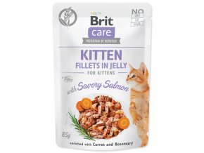 Kapsička Brit Care Cat Kitten losos, filety v želé 85g