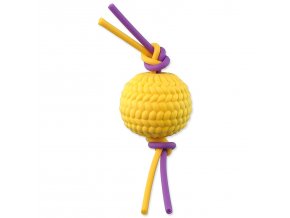 Hračka Dog Fantasy míček pěnový žlutý s TPR flexi lany 22x6,5x6,5cm