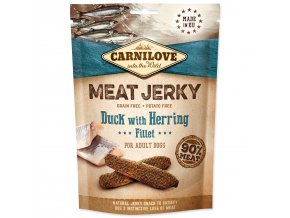 Pochoutka Carnilove Jerky kachna a sleď, plátky 100g