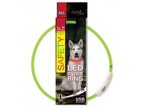 Obojek Dog Fantasy LED nylon zelený 65cm