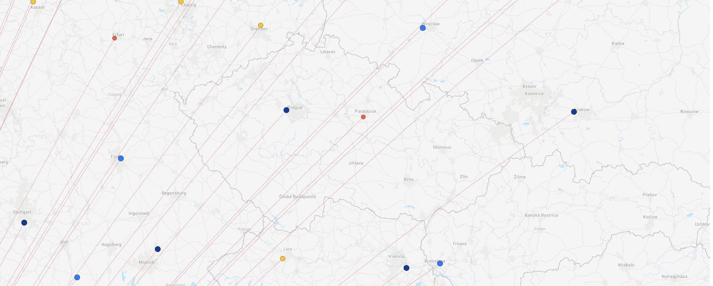 Mapa přímých letů na Mallorcu