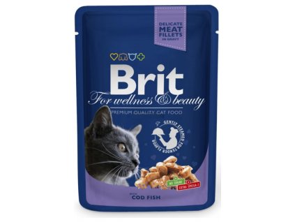 Brit Premium Cat 100 g kapsička - s treskou v omáčce (Varianta - původní 1 ks)