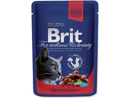 Brit Premium Cat 100 g kapsička - s hovězím a hráškem v omáčce (Varianta - původní 1 ks)