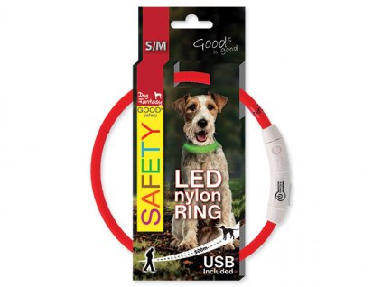 Obojek svítící LED, dobíjení USB - červený (Varianta - původní 65 cm)
