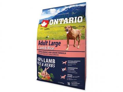 Ontario Adult Large Lamb&Rice (Varianta - původní 12 kg (v akci 5+1 zdarma vychází 1 balení na 1249,17 Kč * ))