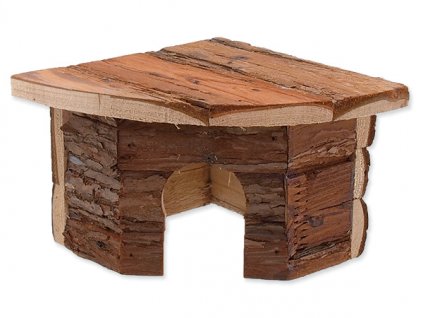 Domek Small Animals rohový dřevěný s kůrou (Varianta - původní 30 x 30 x 16 cm)