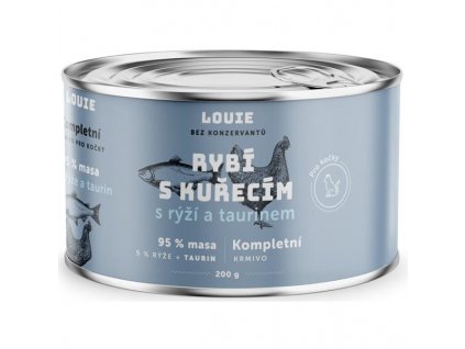 Louie Cat - rybí s kuřecím s rýží a taurinem (Varianta - původní 200 g)