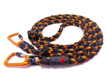 Vodítko paracord 220 cm přepínací HARVEY BLACK oranžové pro psy do cca 100 kg | duralové šroubovací oranžové karabiny