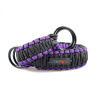 Stahovací obojek paracord BLACK fialový  šířka 35 / 45 mm | černé svařované ocelové kroužky