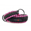 Stahovací obojek paracord BLACK růžový  šířka 35 / 45 mm | černé svařované ocelové kroužky