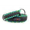 Stahovací obojek paracord NEON BLACK modrozelený  šířka 35 / 45 mm | černé svařované ocelové kroužky