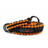 Stahovací obojek paracord BLACK tmavě oranžový  šířka 35 / 45 mm | černé svařované ocelové kroužky
