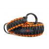 Stahovací obojek paracord BLACK tmavě oranžový  šířka 35 / 45 mm | černé svařované ocelové kroužky