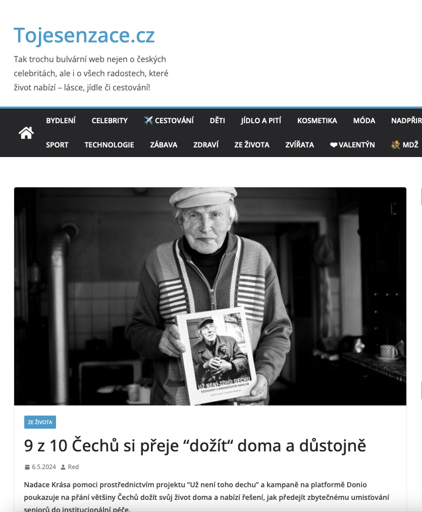 Tojesenzace.cz - webový portál