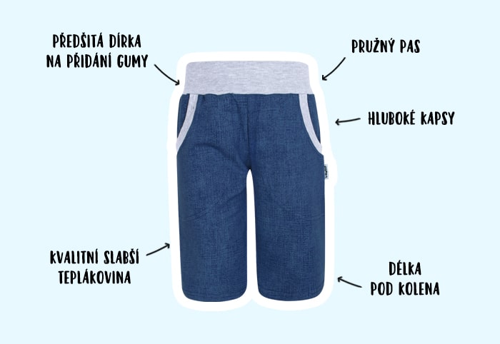 Infografika - dětské bermudy Jeans