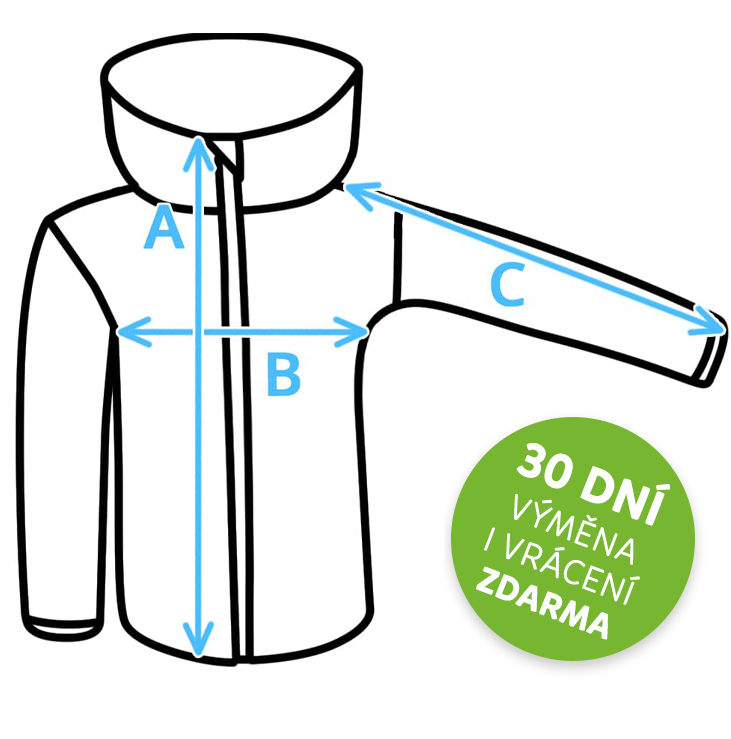 Rozměry dětských softshellových bund