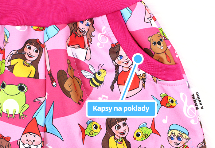 Detail kapes u dětských softshellových kalhot Karol a Kvído