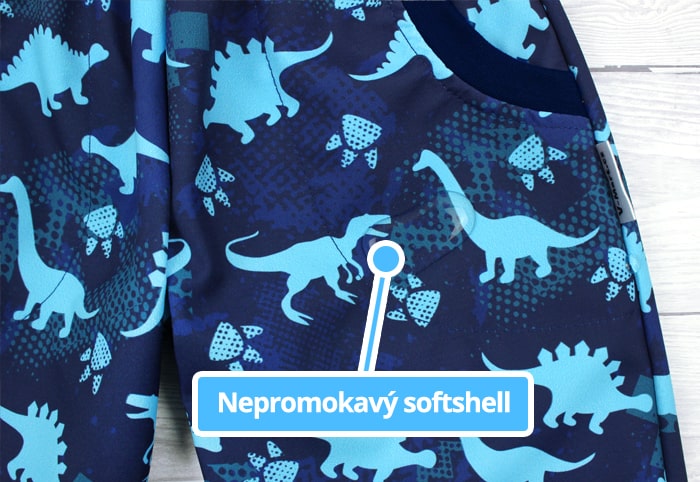 Nepromokavý letní softshell Dinosauři