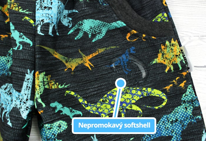 Nepromokavý softshell Dinosauři