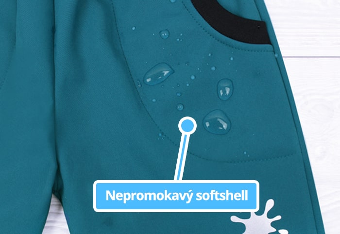 Nepromokavý petrolejový softshell