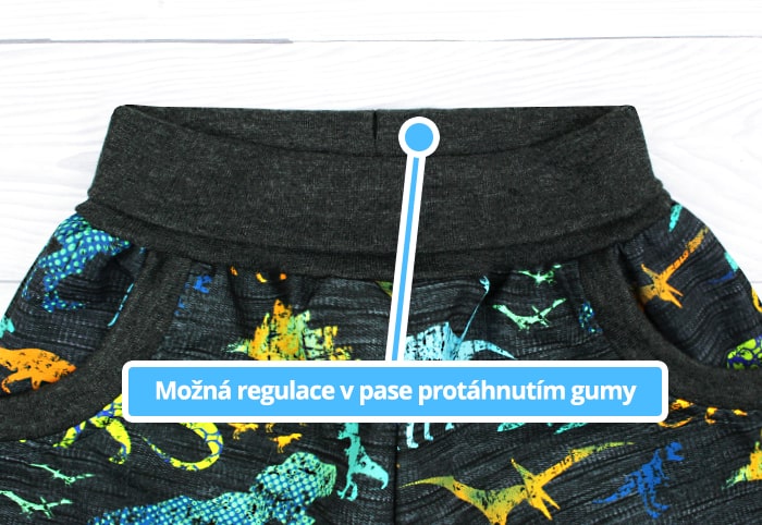 Předšitá dírka na protažení gumy u dětských softshellových kalhot