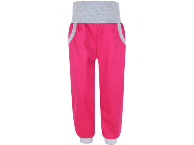Dětské pružné růžové softshellové kalhoty
