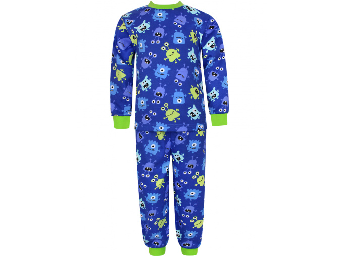 Dětské pyžamo s dlouhým rukávem příšerky na tmavě modré
