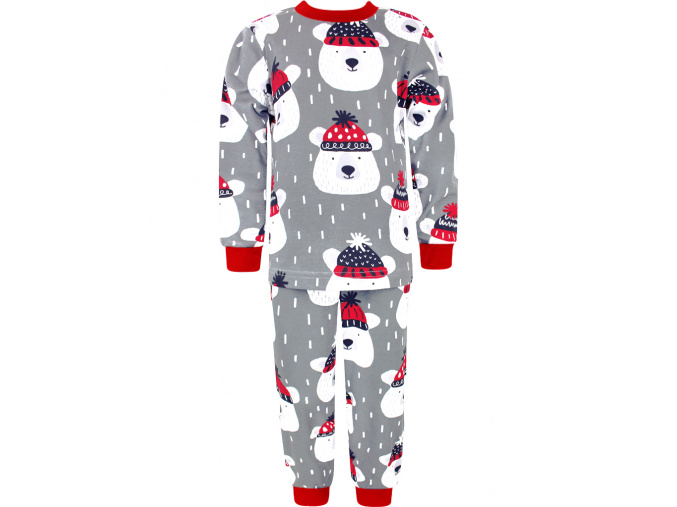 Dětské vánoční pyžamo medvědi v čepici