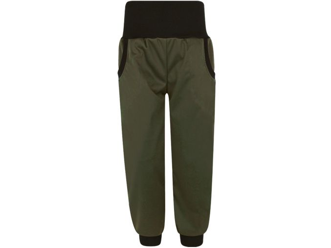 Dětské pružné khaki softshellové kalhoty