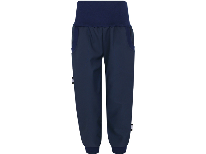 Dětské tmavě modré softshellové kalhoty s fleecem